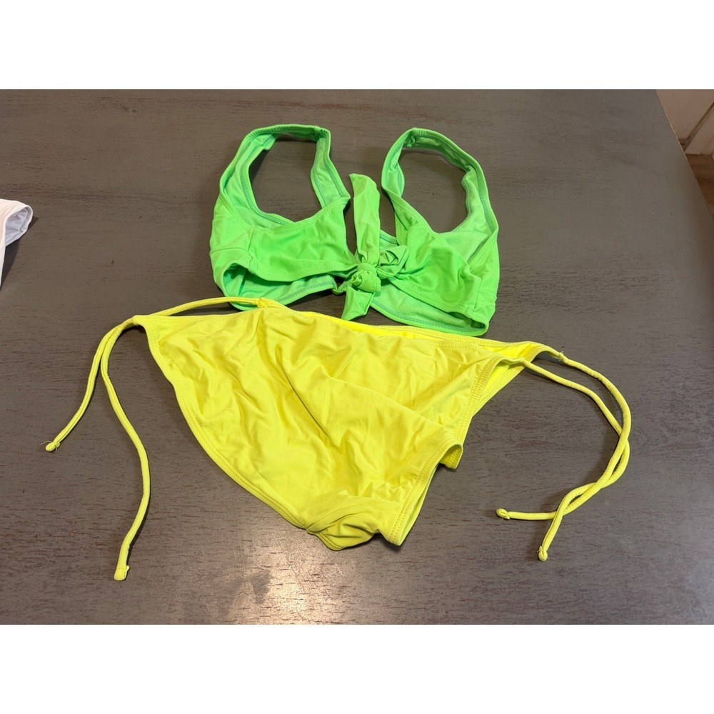 yellow green NO BOUNDARIES two piece swimsuit bikini size large 11-13 - Picture 2 of 2